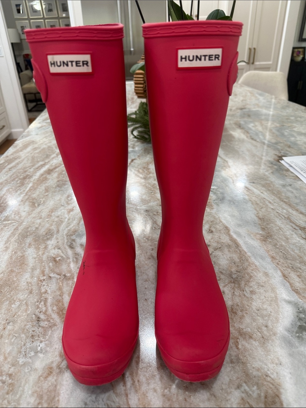 Hunter red Tall Rubber Rain Boots sz 5 kids